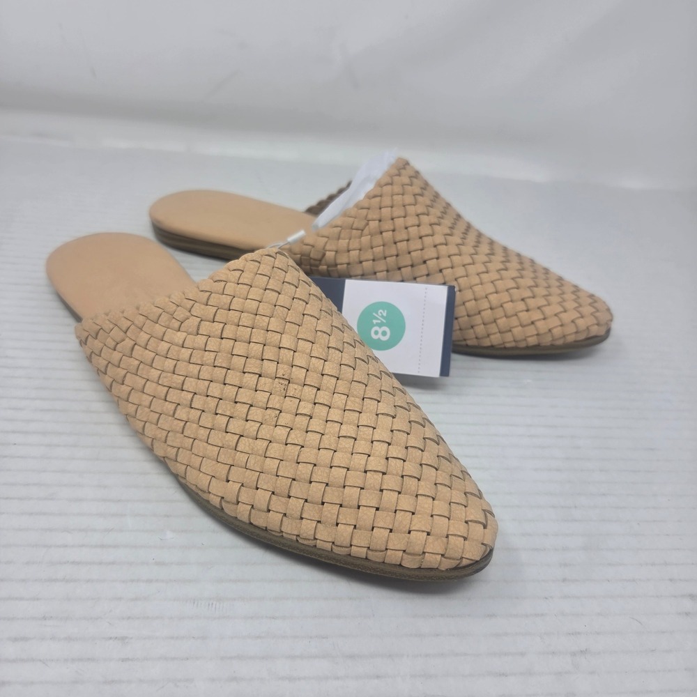 Universal Thread Elora Mules Women 8.5 Cream Woven Pointed Toe Flat Boho 096 NWT